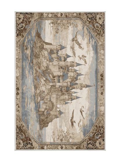 Castle Chronicles Sanctuary of Stars - Premium Dark White Modern Area Rug | Plush & Washable Options | Rugolution Home Decor