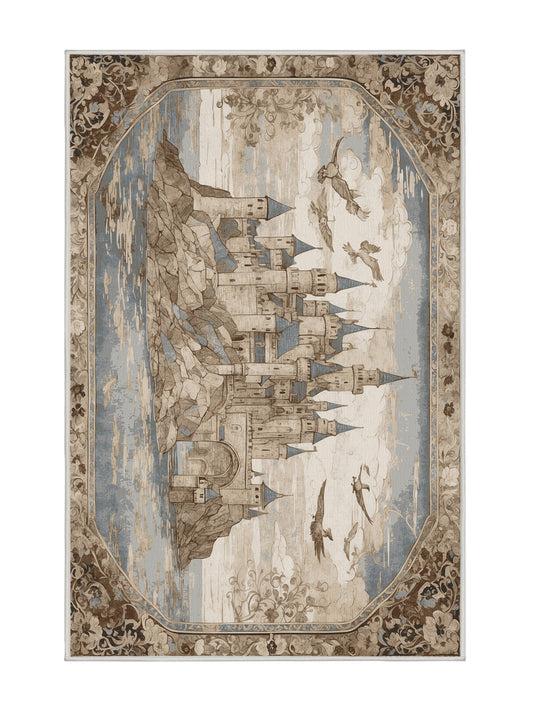 Castle Chronicles Sanctuary of Stars - Premium Dark White Modern Area Rug | Plush & Washable Options | Rugolution Home Decor