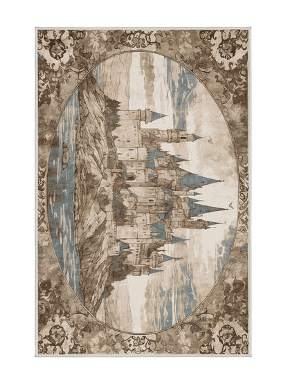 Castle Chronicles Legacy’s Tower - Premium Dark White Modern Area Rug | Plush & Washable Options | Rugolution Home Decor