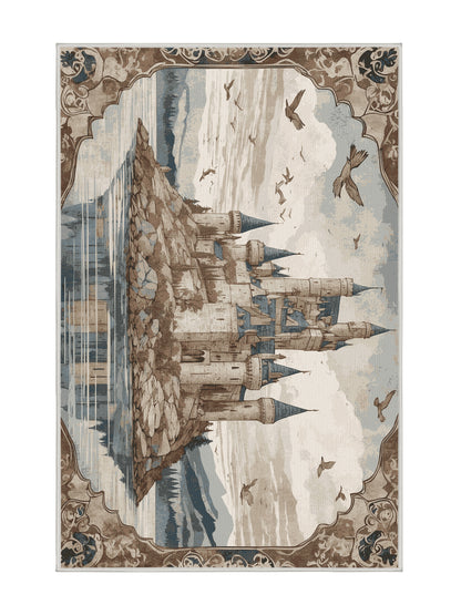 Castle Chronicles Enchanted Walls - Premium Ash White Modern Area Rug | Plush & Washable Options | Rugolution Home Decor