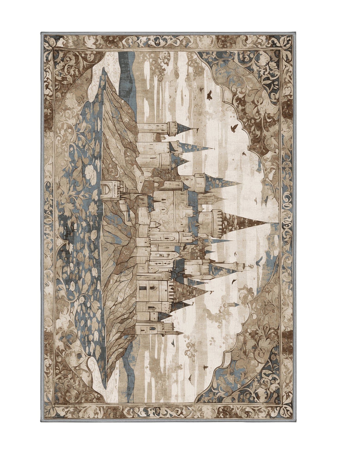 Castle Chronicles Royal Crest - Premium Sandstone Modern Area Rug | Plush & Washable Options | Rugolution Home Decor