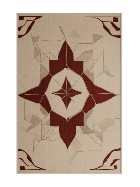 Crimson Geometry Tessellation Vista - Premium Tan (W3C) Modern Area Rug | Plush & Washable Options | Rugolution Home Decor