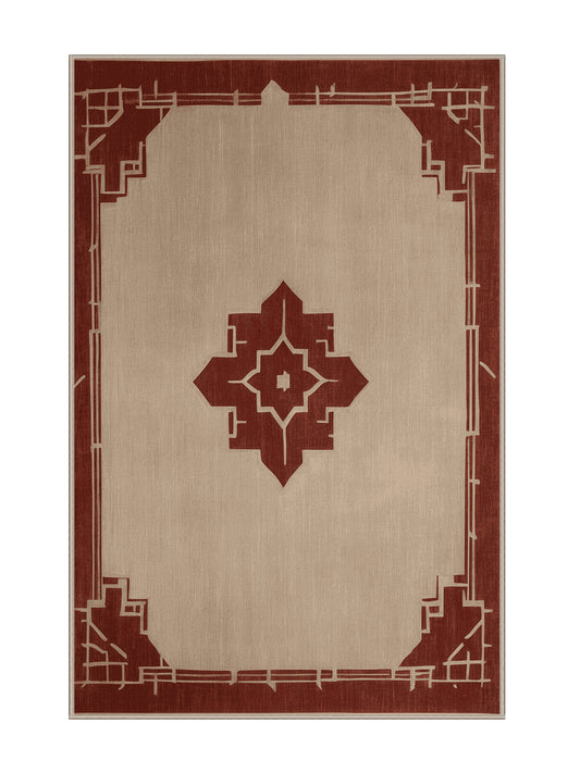 Crimson Geometry Radiant Facets - Premium Tan (W3C) Modern Area Rug | Plush & Washable Options | Rugolution Home Decor