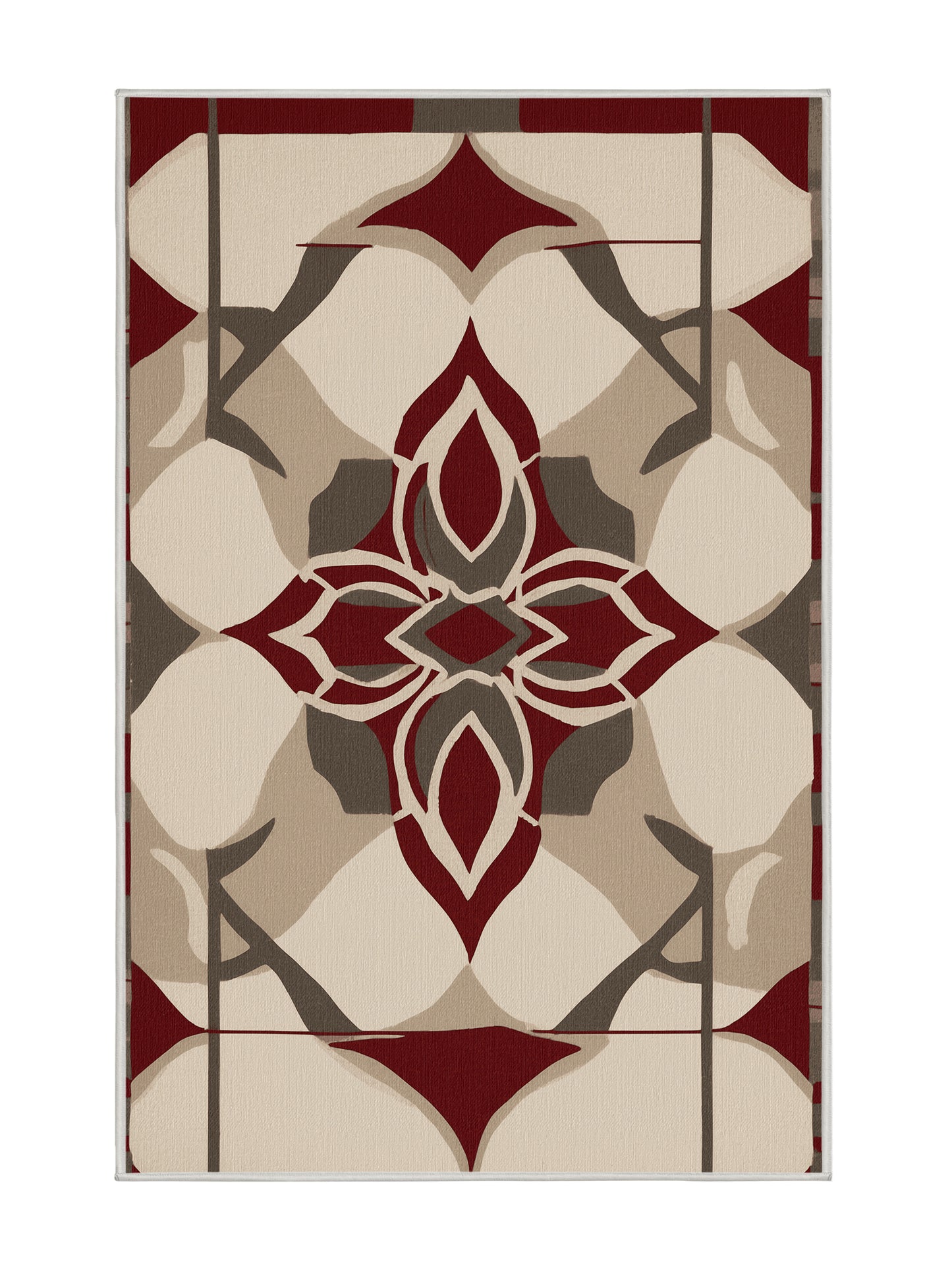 Crimson Geometry Structured Pathways - Premium Champagne Modern Area Rug | Plush & Washable Options | Rugolution Home Decor