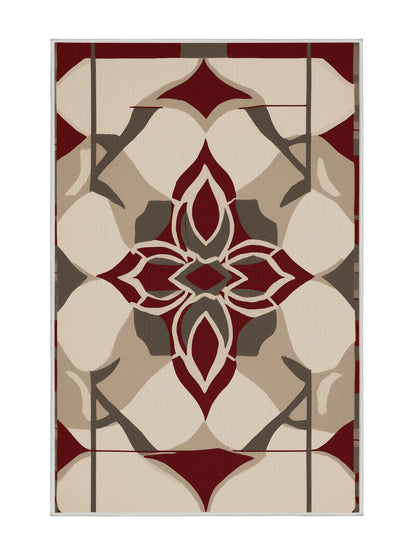 Crimson Geometry Structured Pathways - Premium Champagne Modern Area Rug | Plush & Washable Options | Rugolution Home Decor