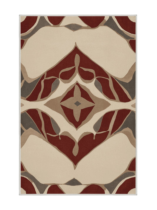 Crimson Geometry Modular Essence - Premium Golden Silk Modern Area Rug | Plush & Washable Options | Rugolution Home Decor