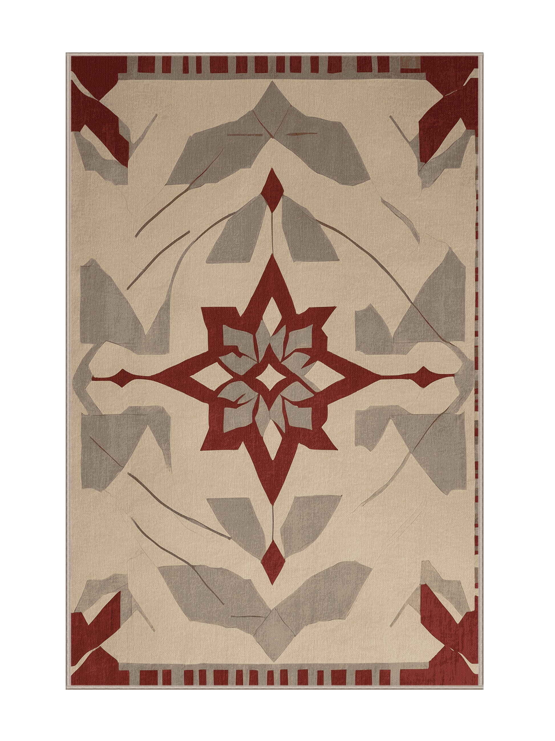 Crimson Geometry Pattern Interlace - Premium Tan (W3C) Modern Area Rug | Plush & Washable Options | Rugolution Home Decor