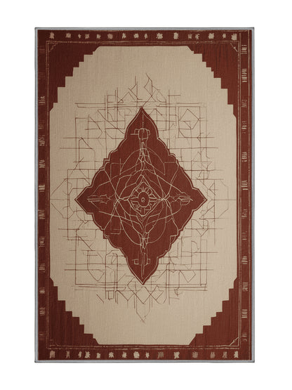 Crimson Geometry Infinite Boundaries - Premium Sandstone Modern Area Rug | Plush & Washable Options | Rugolution Home Decor