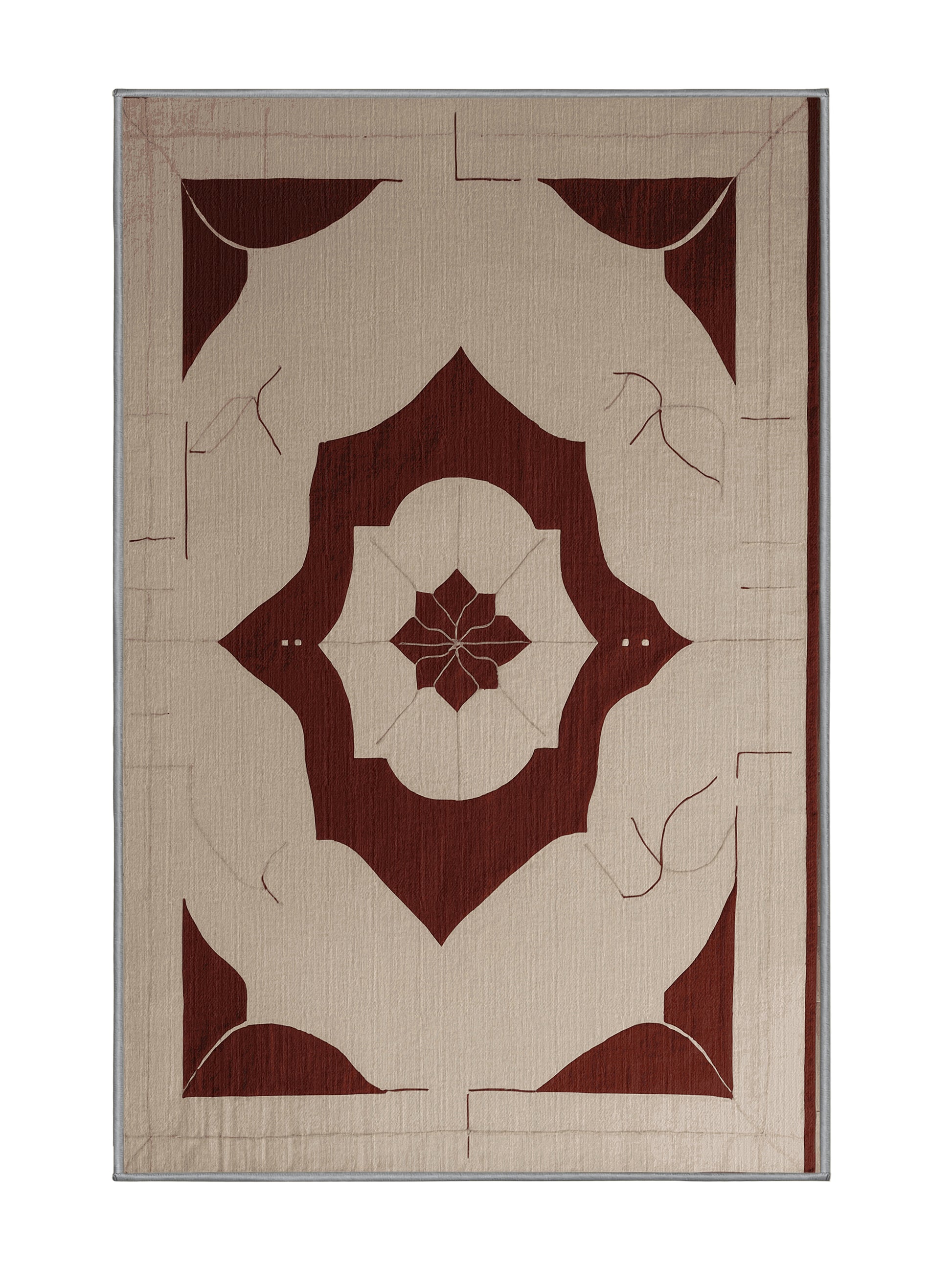 Crimson Geometry Contour Shift - Premium Sandstone Modern Area Rug | Plush & Washable Options | Rugolution Home Decor