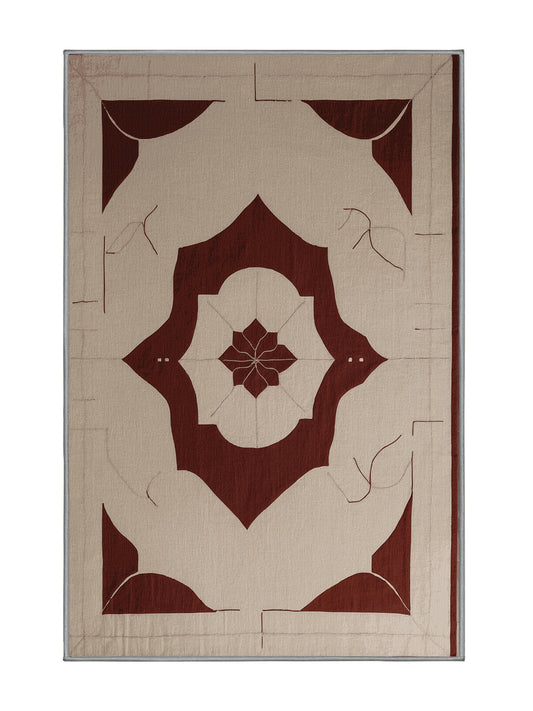 Crimson Geometry Contour Shift - Premium Sandstone Modern Area Rug | Plush & Washable Options | Rugolution Home Decor