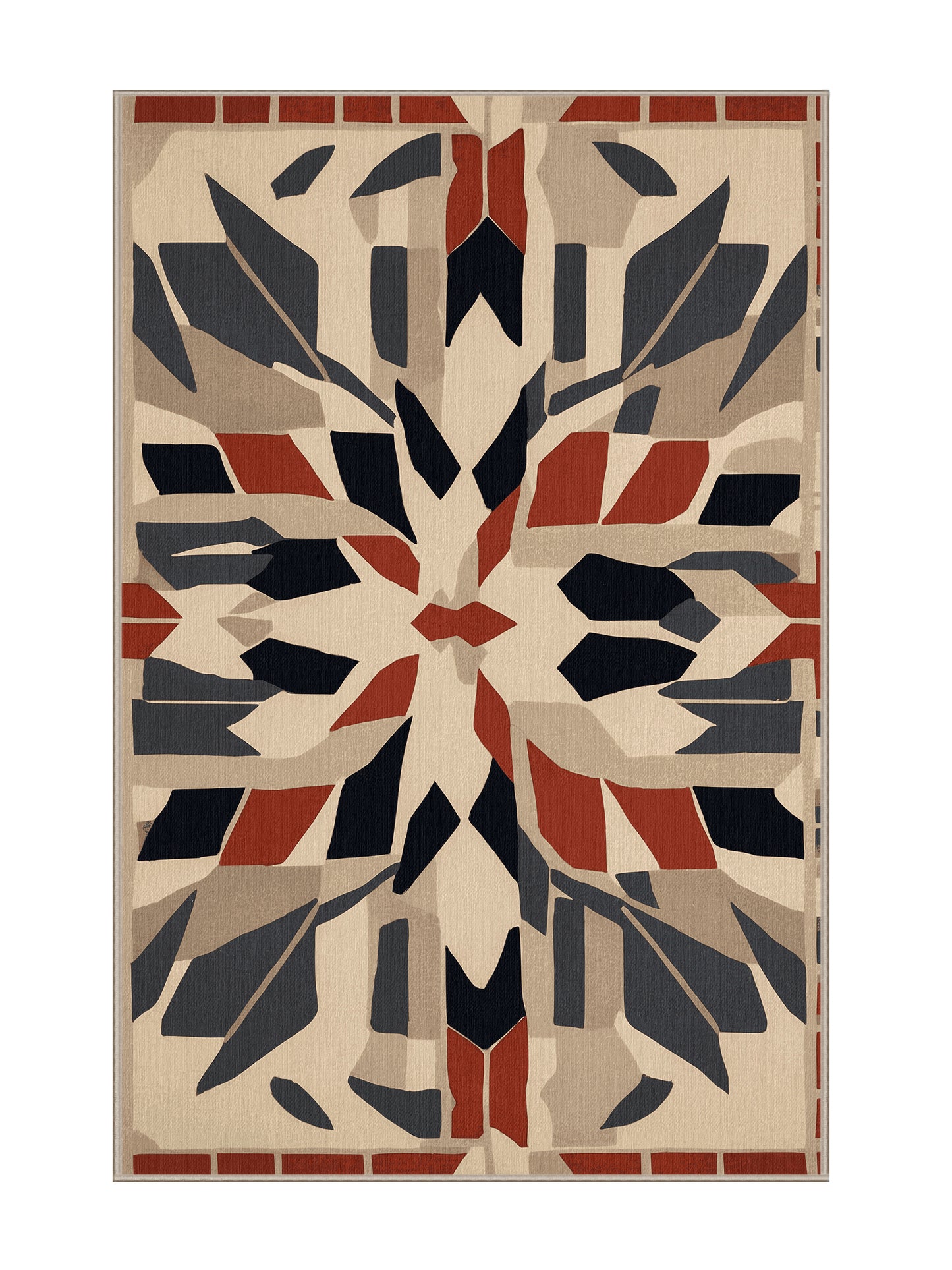 Crimson Geometry Perpetual Angles - Premium Tan (W3C) Modern Area Rug | Plush & Washable Options | Rugolution Home Decor