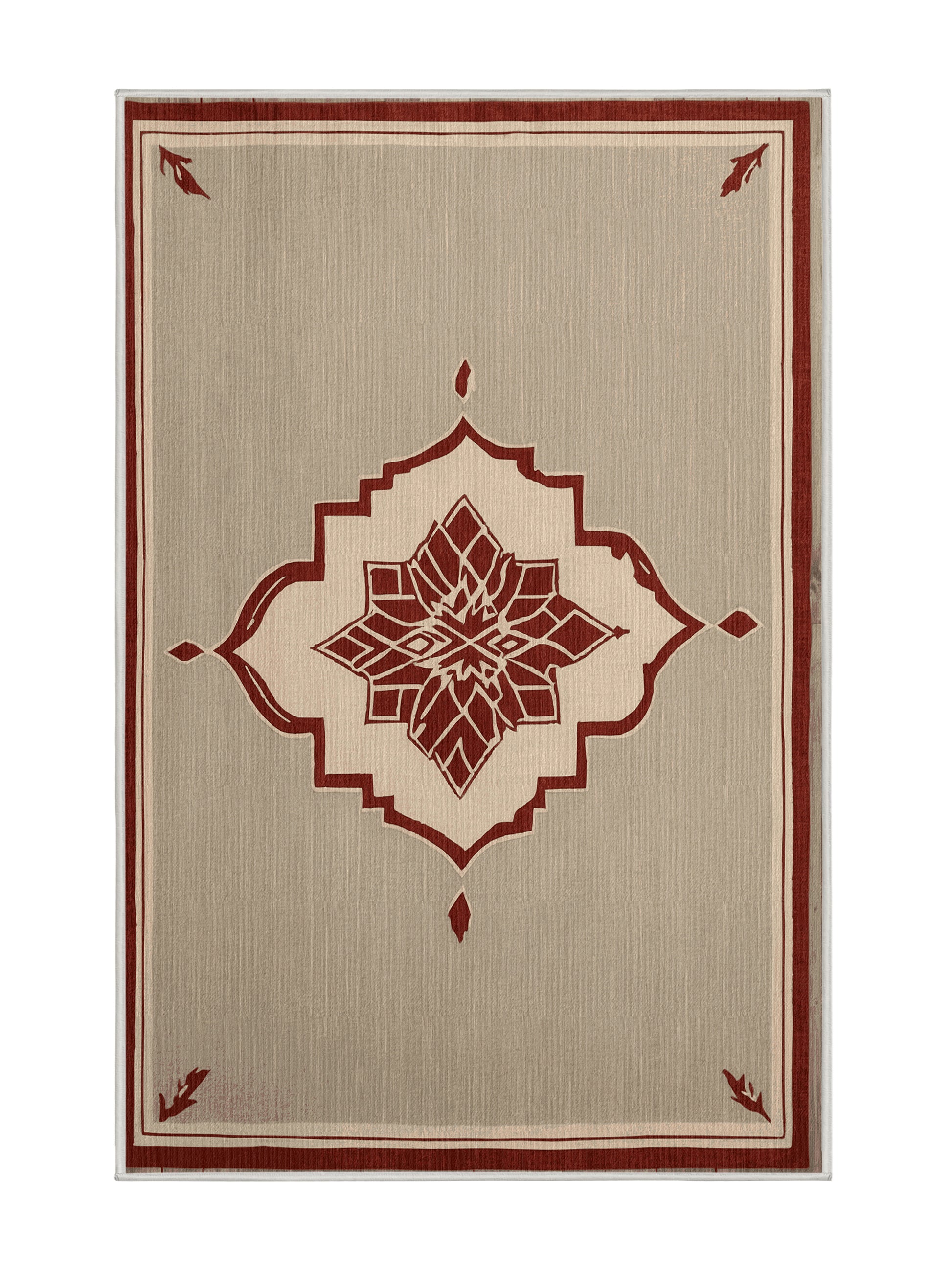 Crimson Geometry Elemental Grid - Premium Golden Silk Modern Area Rug | Plush & Washable Options | Rugolution Home Decor