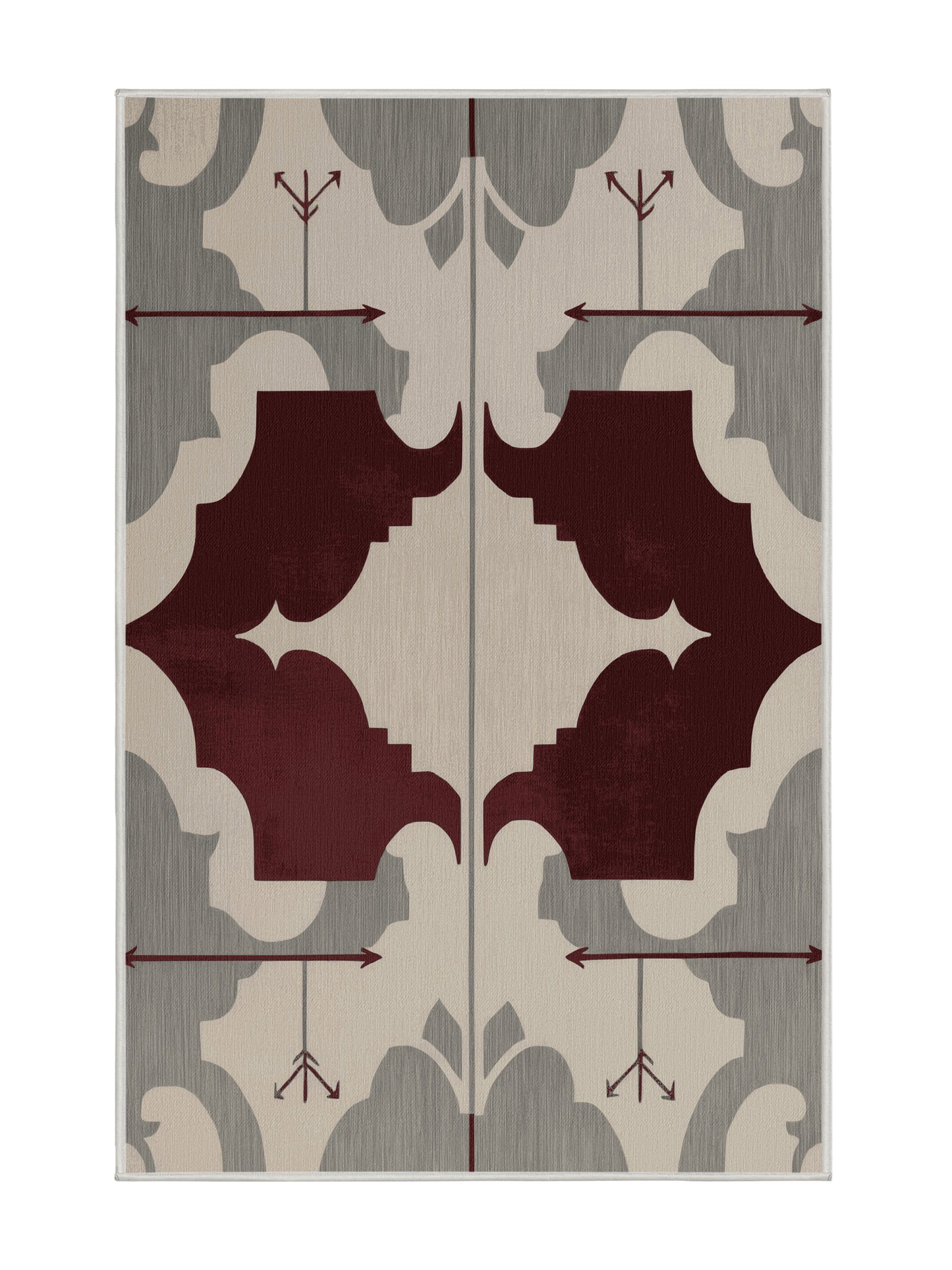 Crimson Geometry Mosaic Flow - Premium Dark White Modern Area Rug | Plush & Washable Options | Rugolution Home Decor