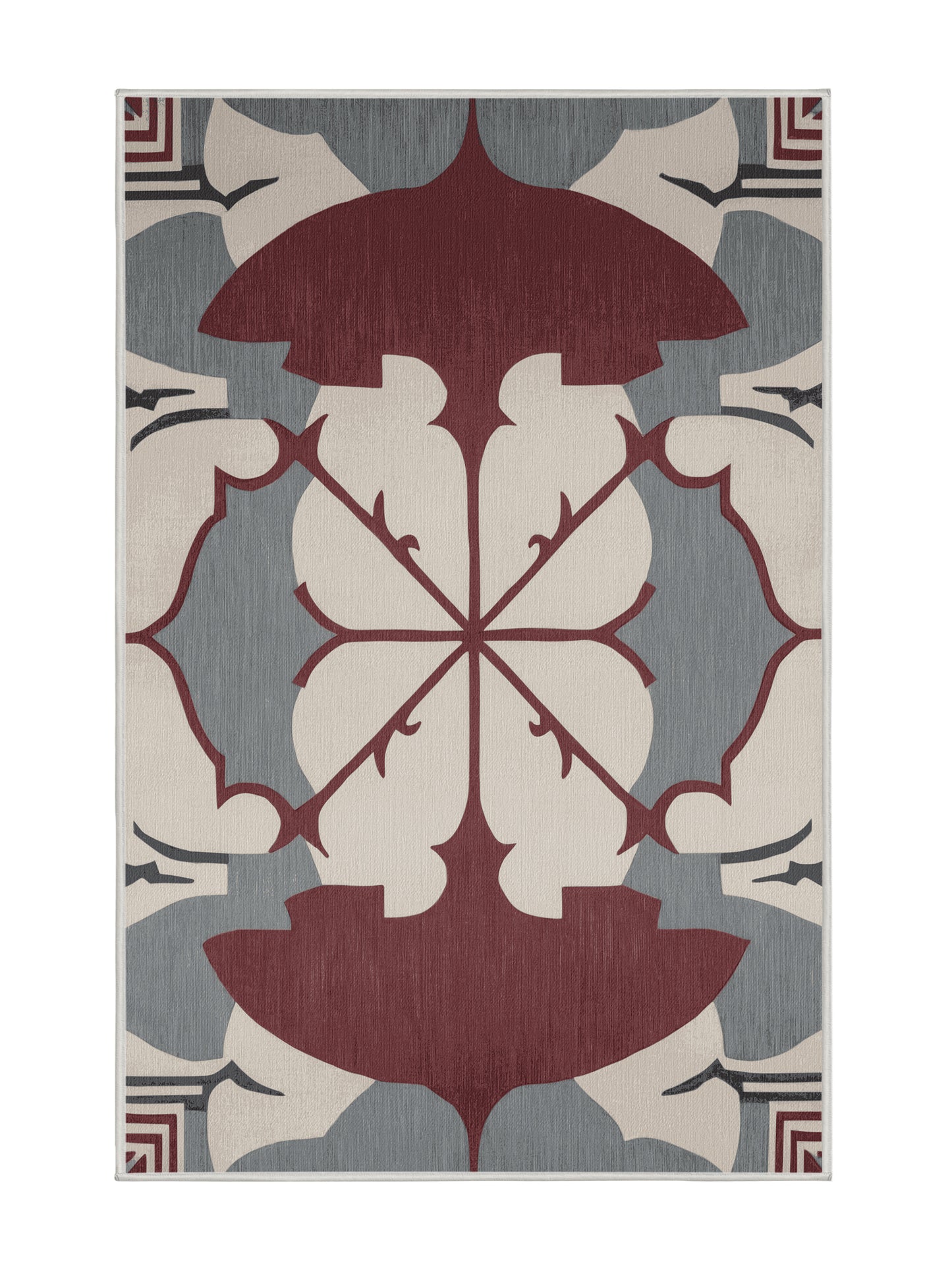 Crimson Geometry Balanced Alignment - Premium Dark White Modern Area Rug | Plush & Washable Options | Rugolution Home Decor