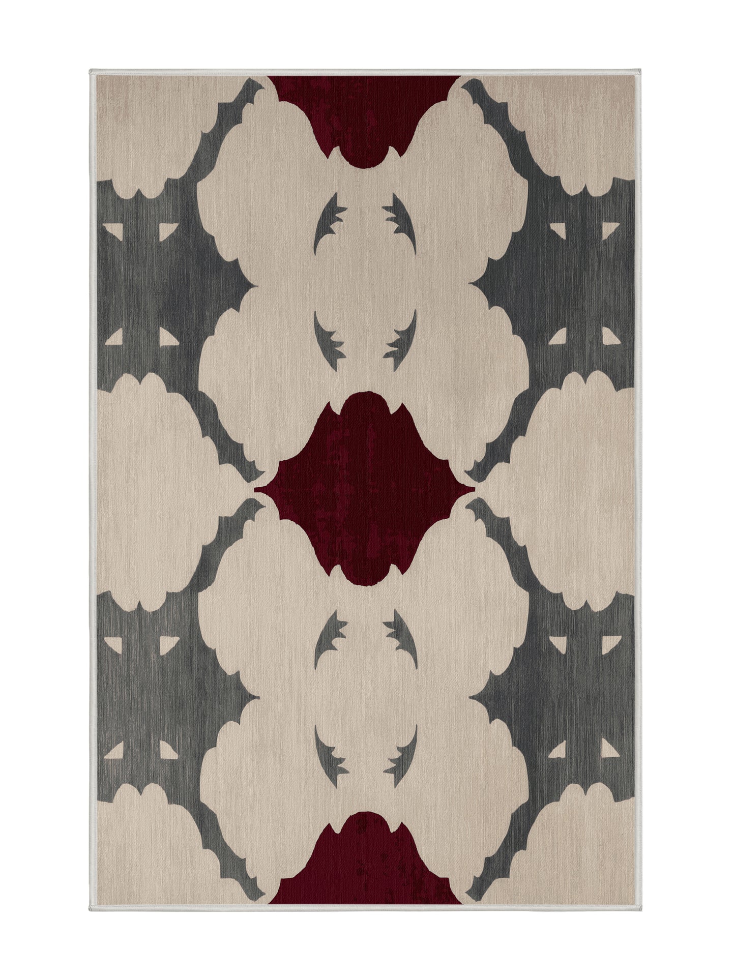 Crimson Geometry Polished Depth - Premium Dark White Modern Area Rug | Plush & Washable Options | Rugolution Home Decor