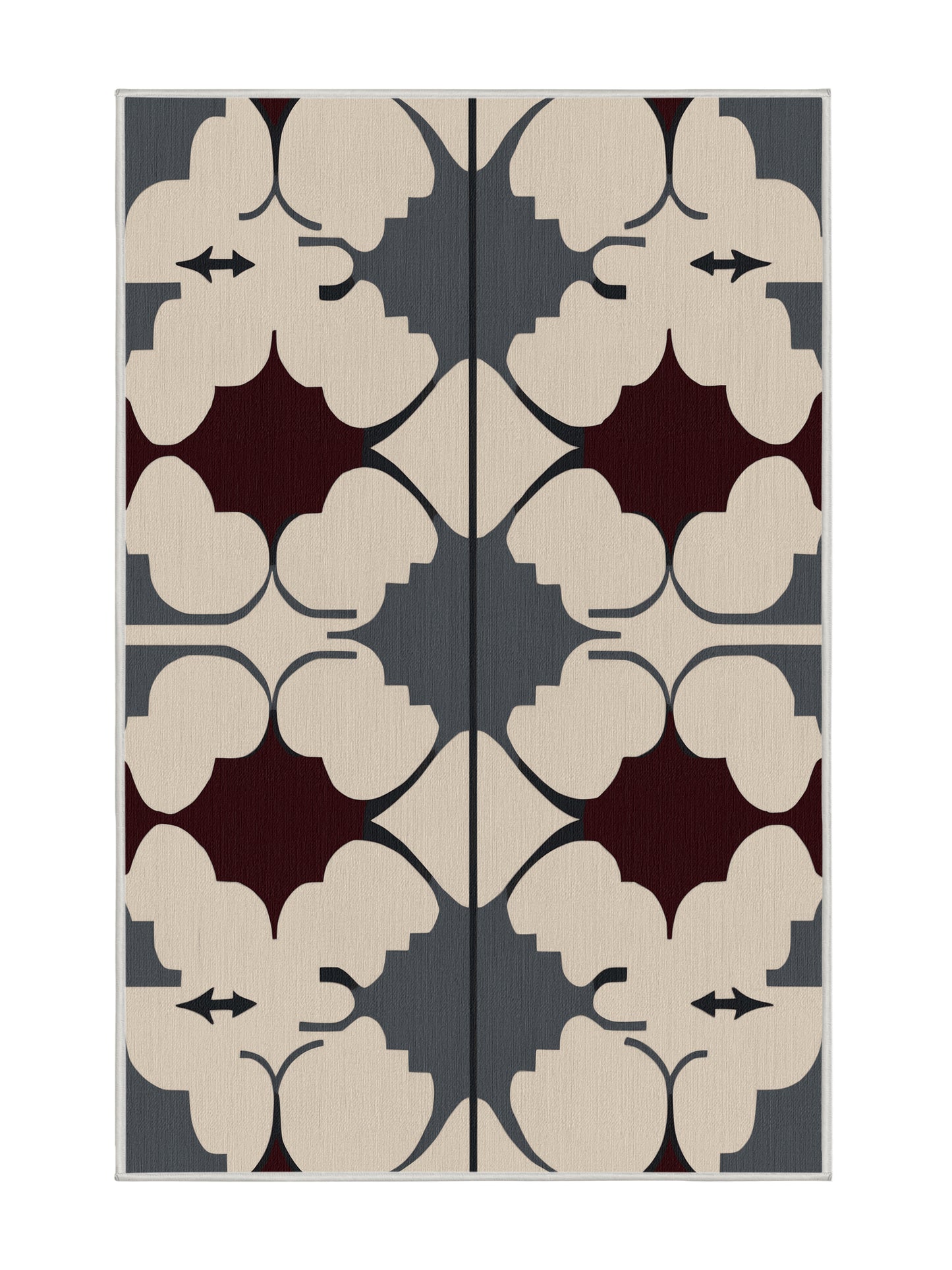 Crimson Geometry Meticulous Curve - Premium Dark White Modern Area Rug | Plush & Washable Options | Rugolution Home Decor