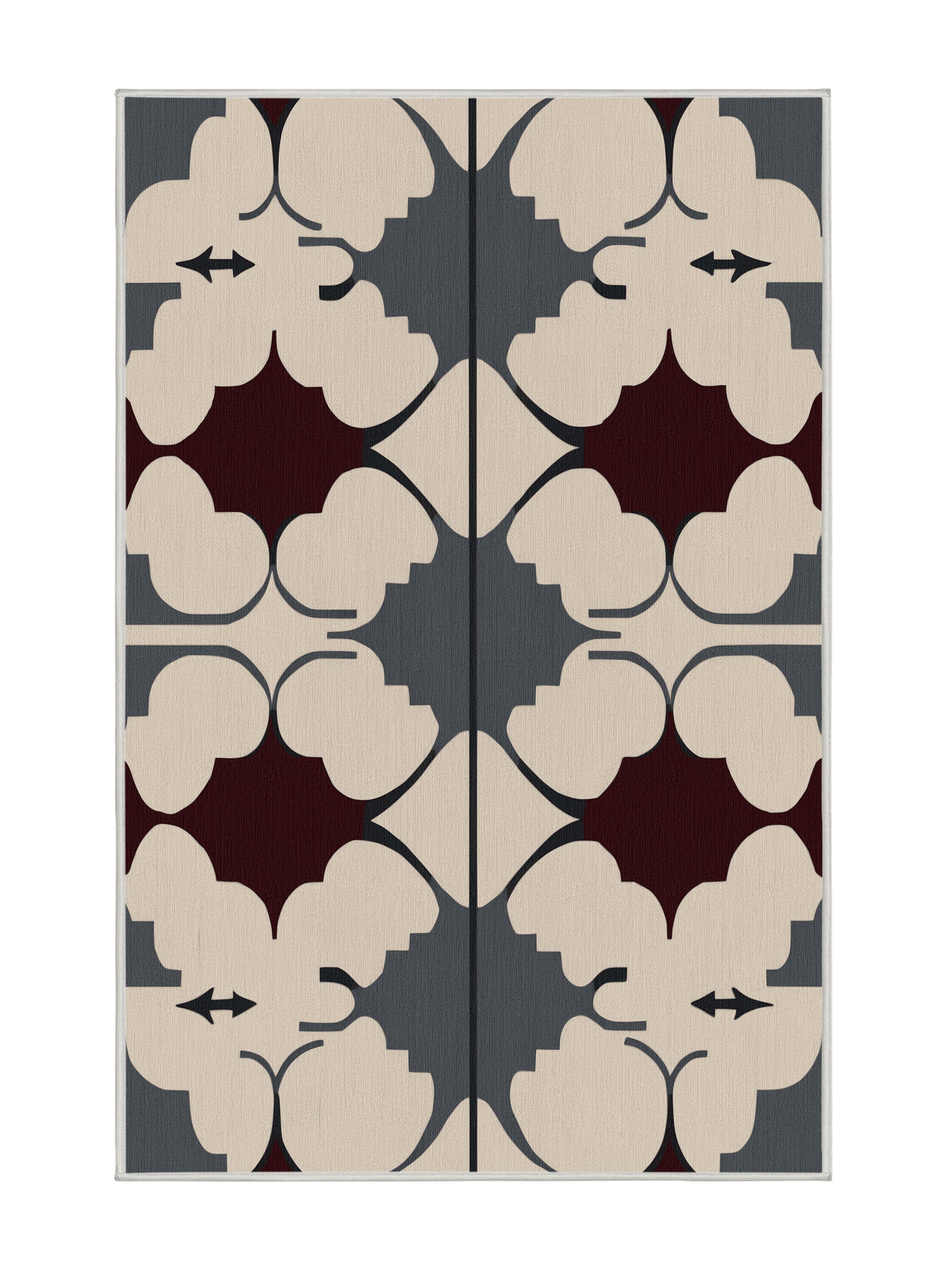 Crimson Geometry Meticulous Curve - Premium Dark White Modern Area Rug | Plush & Washable Options | Rugolution Home Decor