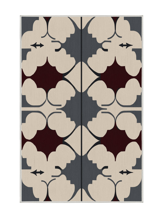 Crimson Geometry Meticulous Curve - Premium Dark White Modern Area Rug | Plush & Washable Options | Rugolution Home Decor