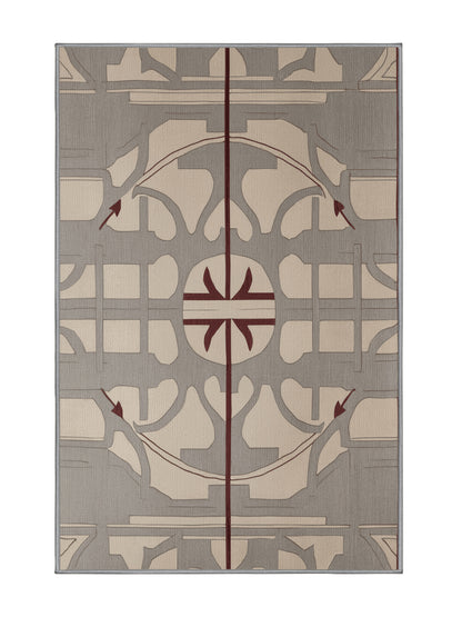 Crimson Geometry Shifting Horizons - Premium Sandstone Modern Area Rug | Plush & Washable Options | Rugolution Home Decor