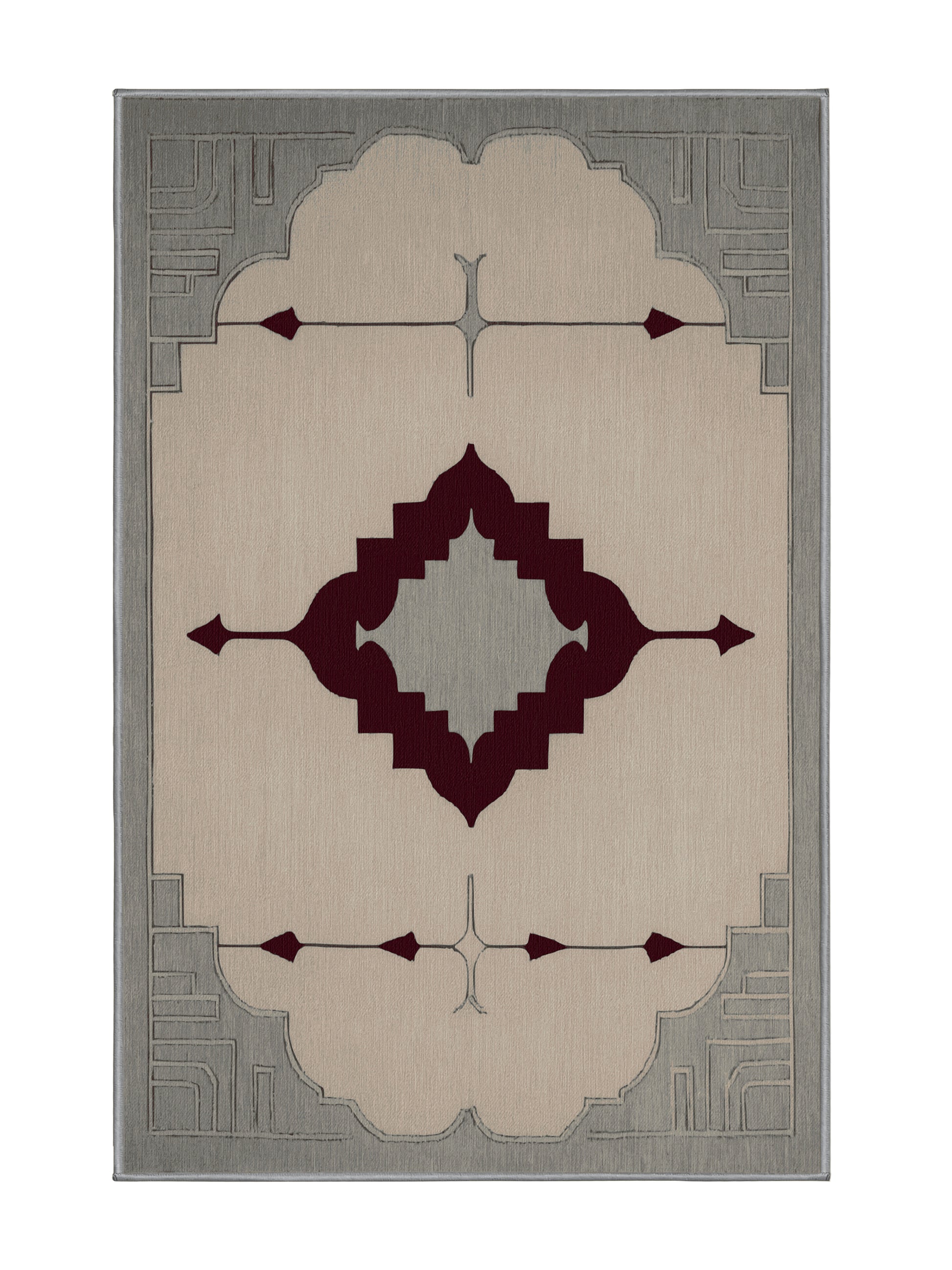 Crimson Geometry Sculpted Order - Premium Sandstone Modern Area Rug | Plush & Washable Options | Rugolution Home Decor