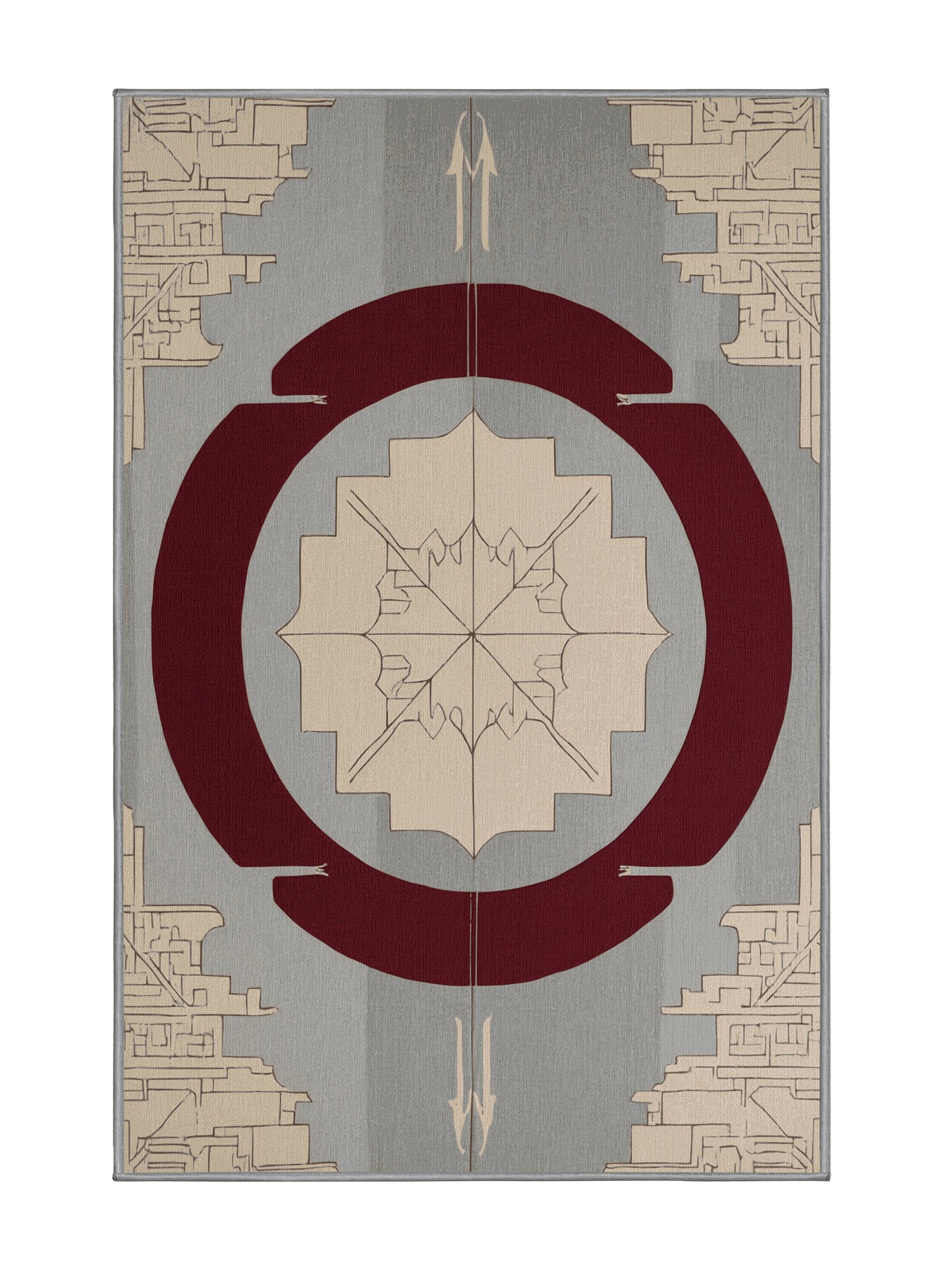 Crimson Geometry Axis Harmony - Premium Gray Goose Modern Area Rug | Plush & Washable Options | Rugolution Home Decor