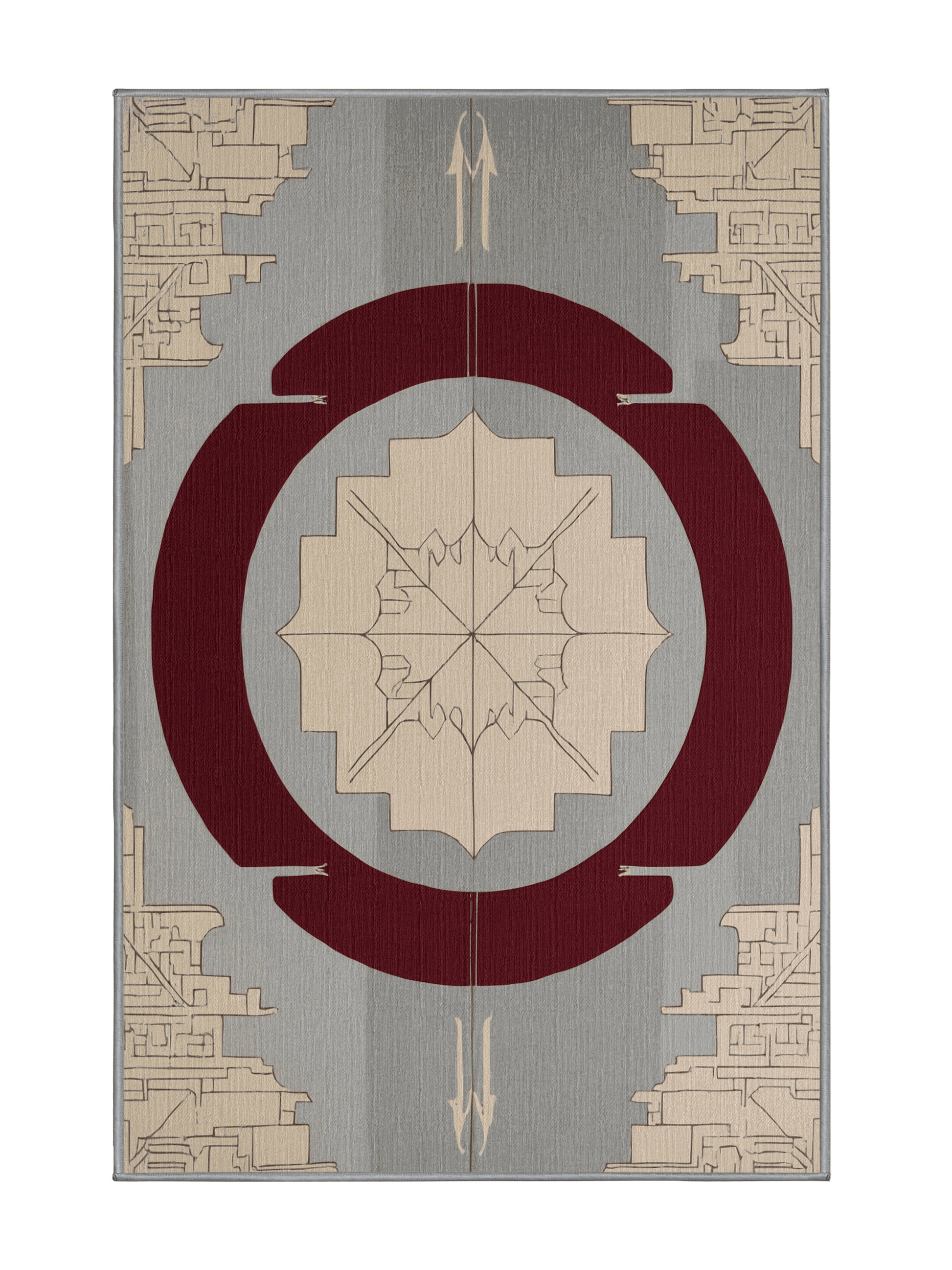 Crimson Geometry Axis Harmony - Premium Gray Goose Modern Area Rug | Plush & Washable Options | Rugolution Home Decor