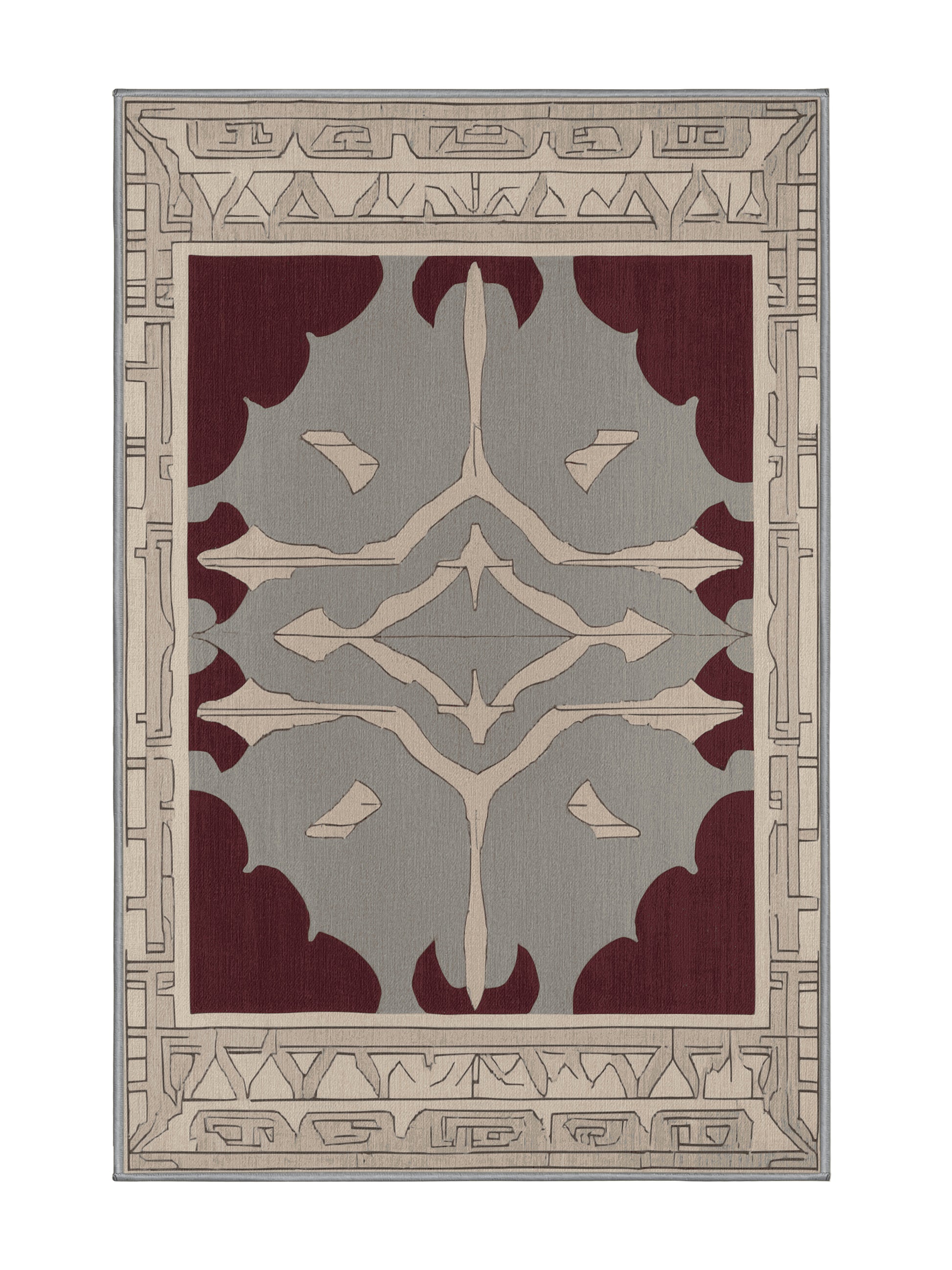 Crimson Geometry Parallel Vision - Premium Sandstone Modern Area Rug | Plush & Washable Options | Rugolution Home Decor