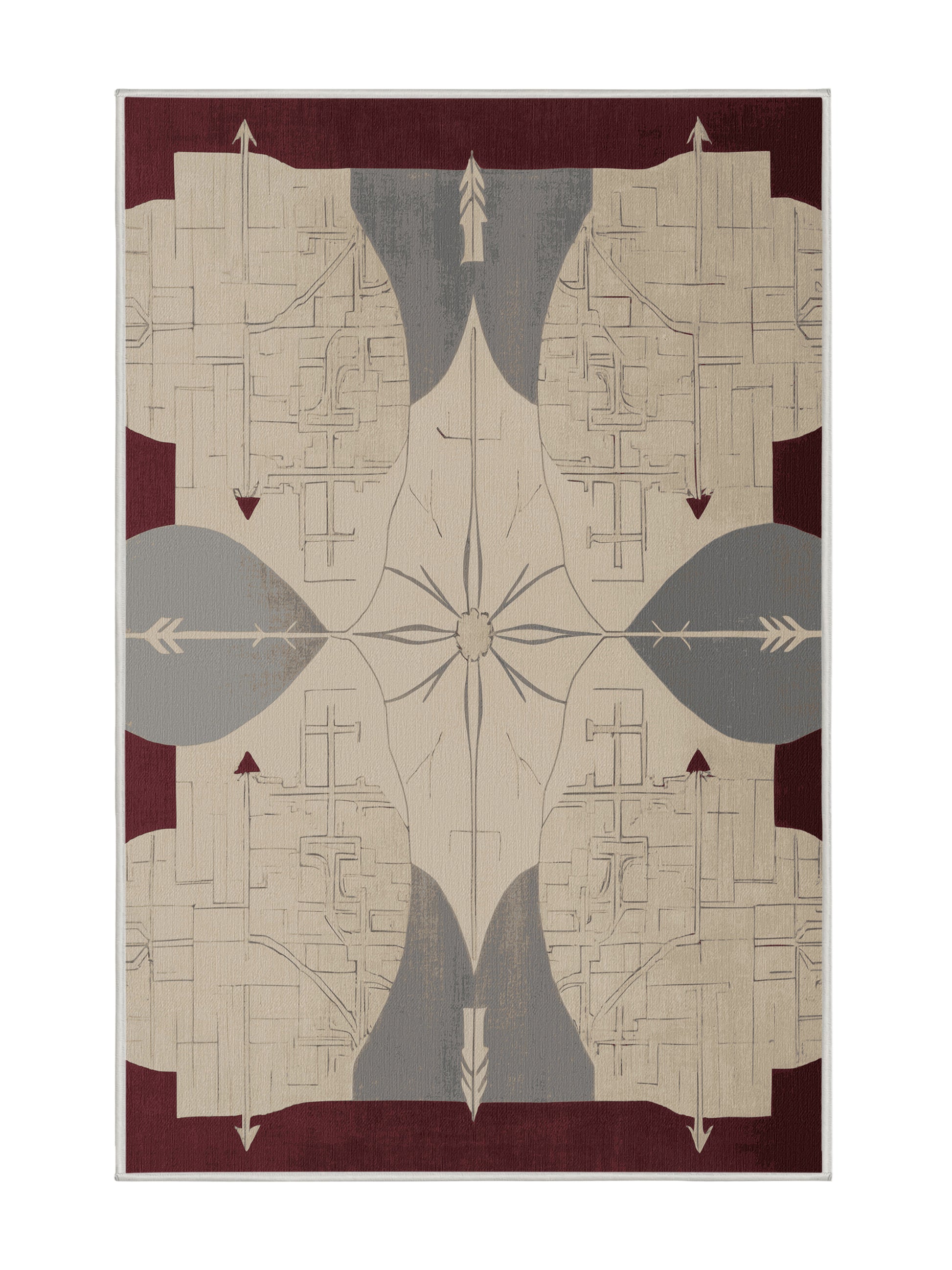 Crimson Geometry Elegant Fractures - Premium Golden Silk Modern Area Rug | Plush & Washable Options | Rugolution Home Decor