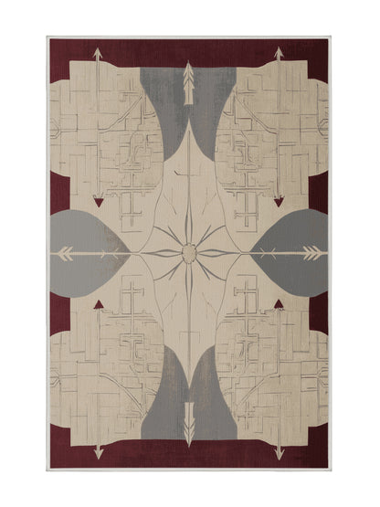 Crimson Geometry Elegant Fractures - Premium Golden Silk Modern Area Rug | Plush & Washable Options | Rugolution Home Decor