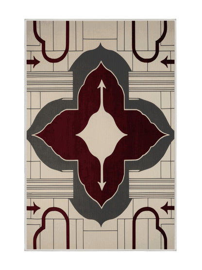 Crimson Geometry Precision Pulse - Premium White Chocolate Modern Area Rug | Plush & Washable Options | Rugolution Home Decor