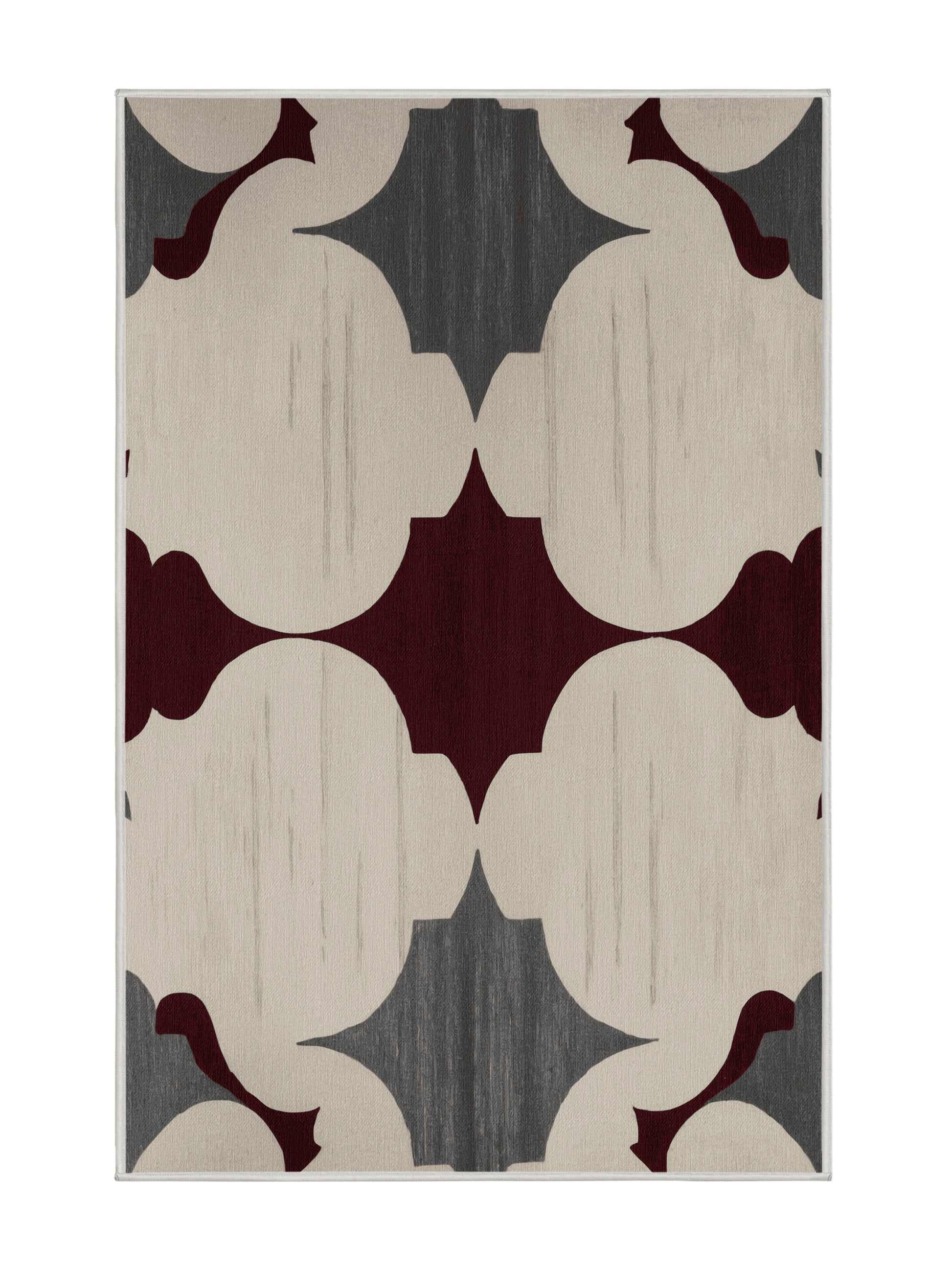 Crimson Geometry Angular Elegance - Premium Ash White Modern Area Rug | Plush & Washable Options | Rugolution Home Decor