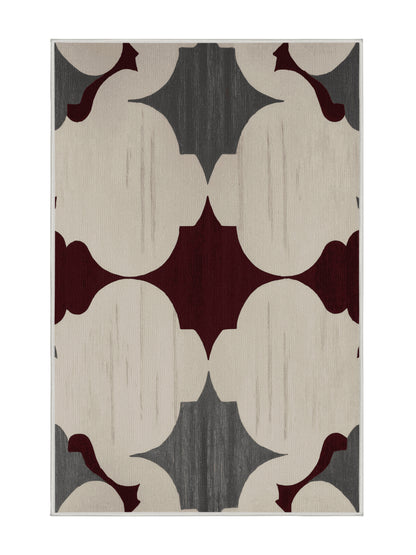 Crimson Geometry Angular Elegance - Premium Ash White Modern Area Rug | Plush & Washable Options | Rugolution Home Decor