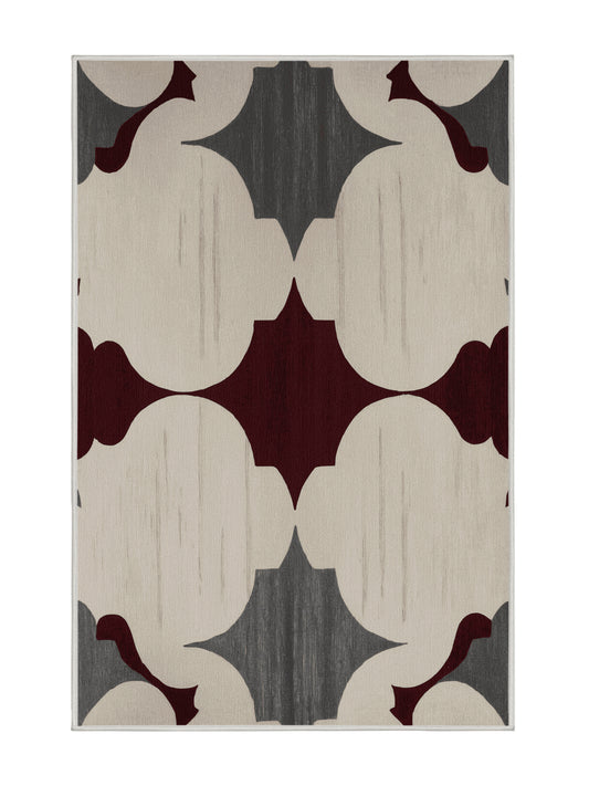 Crimson Geometry Angular Elegance - Premium Ash White Modern Area Rug | Plush & Washable Options | Rugolution Home Decor