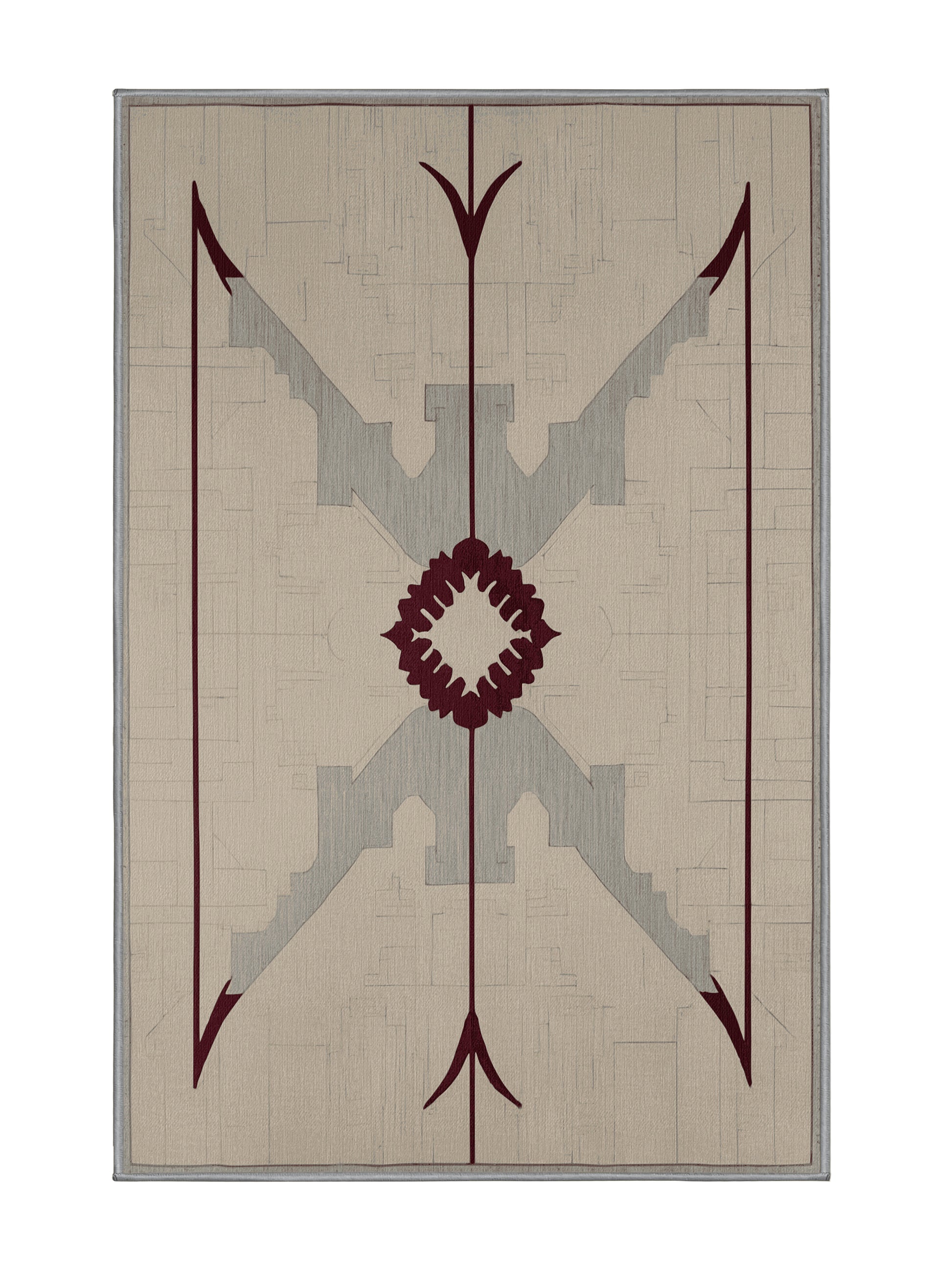 Crimson Geometry Structural Drift - Premium Sandstone Modern Area Rug | Plush & Washable Options | Rugolution Home Decor