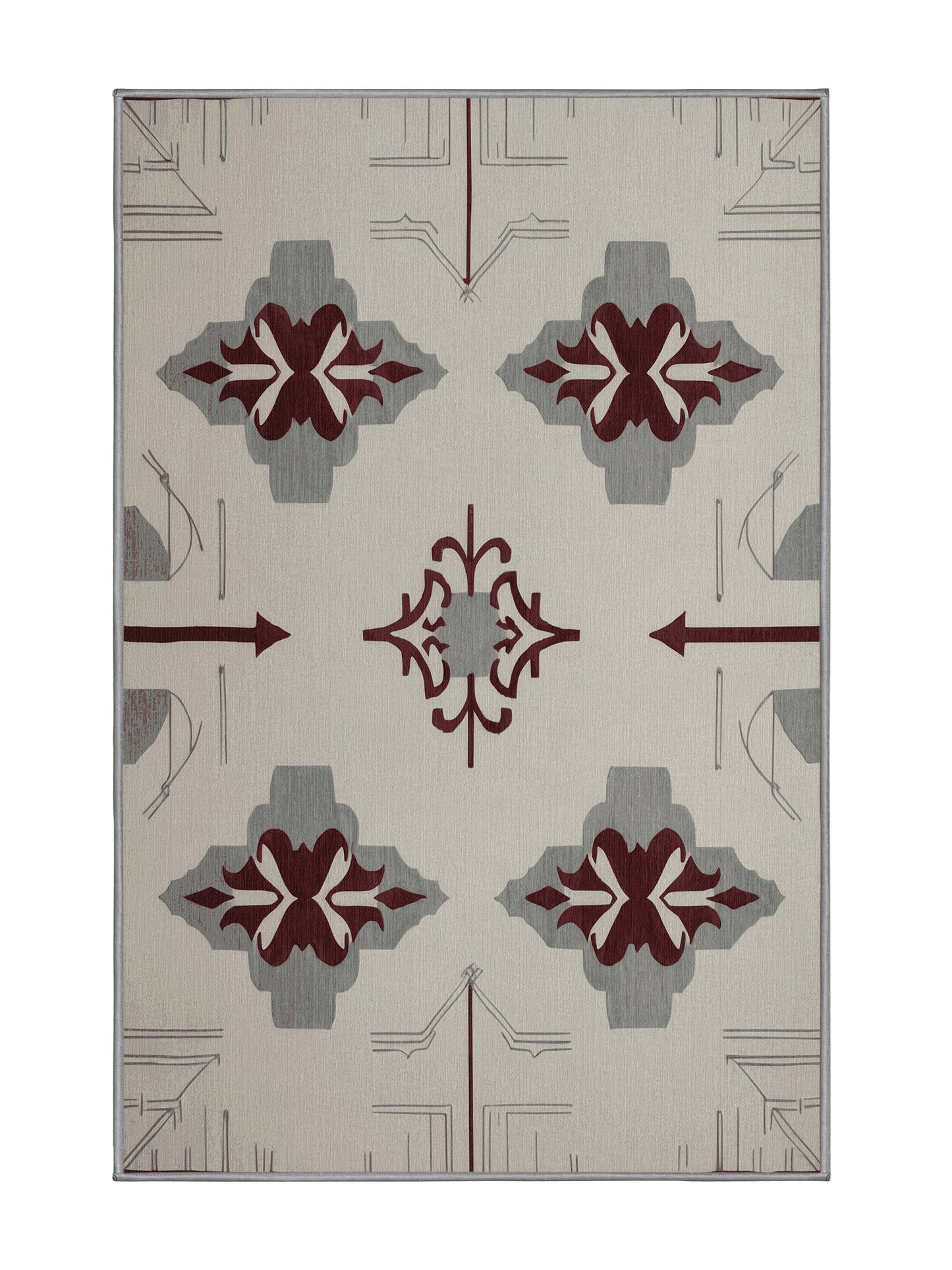 Crimson Geometry Composed Layers - Premium Gray Goose Modern Area Rug | Plush & Washable Options | Rugolution Home Decor