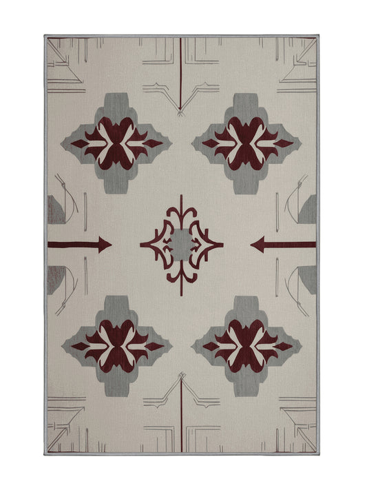 Crimson Geometry Composed Layers - Premium Gray Goose Modern Area Rug | Plush & Washable Options | Rugolution Home Decor