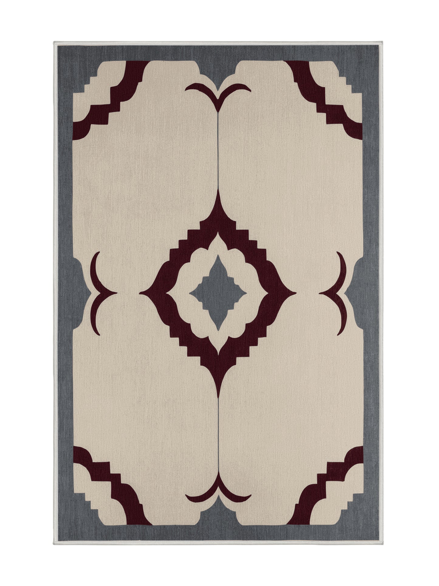 Crimson Geometry Dynamic Formation - Premium Dark White Modern Area Rug | Plush & Washable Options | Rugolution Home Decor