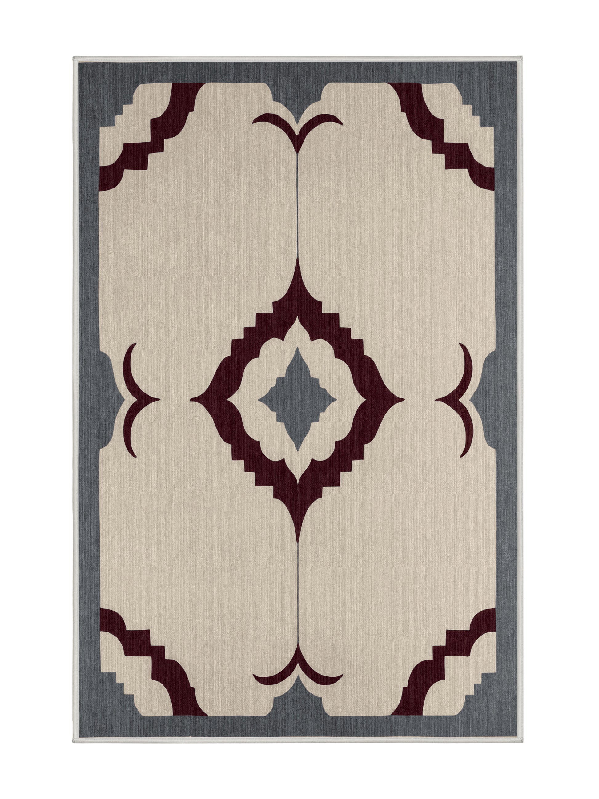 Crimson Geometry Dynamic Formation - Premium Dark White Modern Area Rug | Plush & Washable Options | Rugolution Home Decor