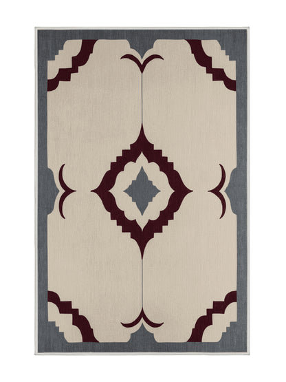 Crimson Geometry Dynamic Formation - Premium Dark White Modern Area Rug | Plush & Washable Options | Rugolution Home Decor