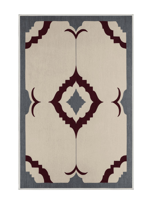 Crimson Geometry Dynamic Formation - Premium Dark White Modern Area Rug | Plush & Washable Options | Rugolution Home Decor