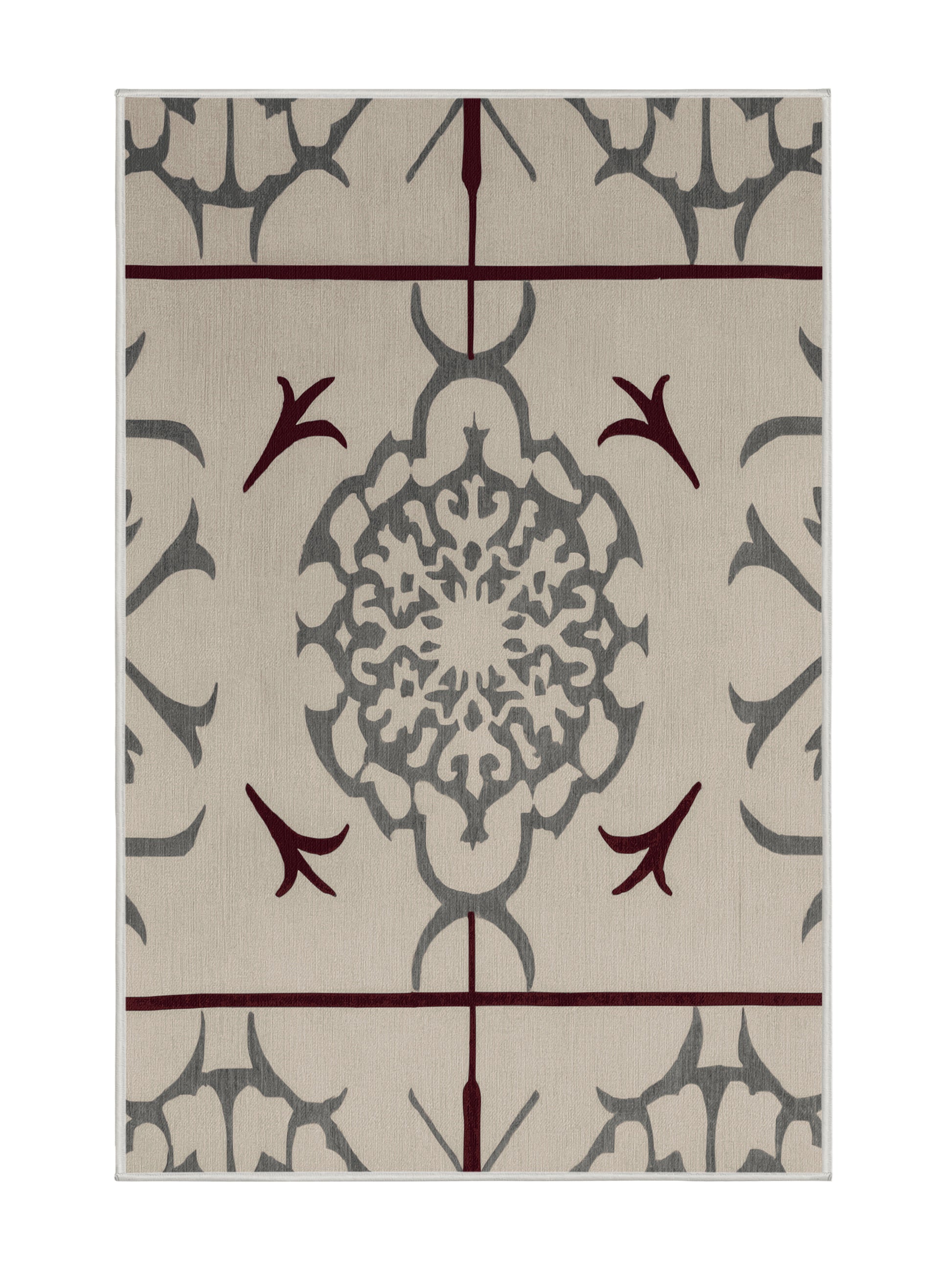 Crimson Geometry Modern Axis - Premium Dark White Modern Area Rug | Plush & Washable Options | Rugolution Home Decor