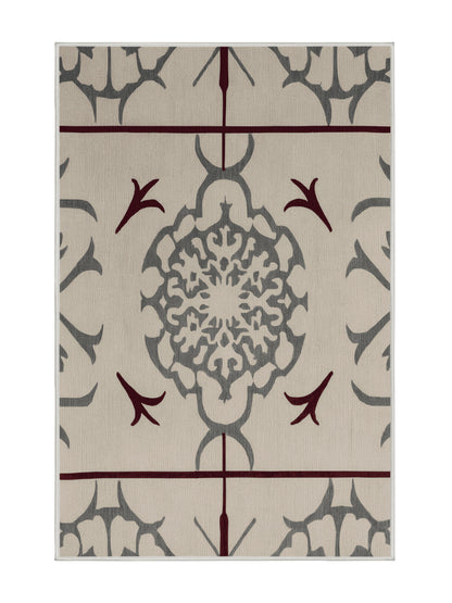 Crimson Geometry Modern Axis - Premium Dark White Modern Area Rug | Plush & Washable Options | Rugolution Home Decor