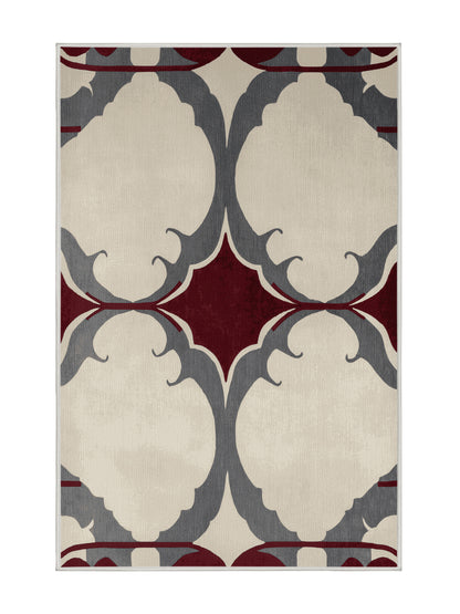 Crimson Geometry Pattern Intertwine - Premium White Chocolate Modern Area Rug | Plush & Washable Options | Rugolution Home Decor