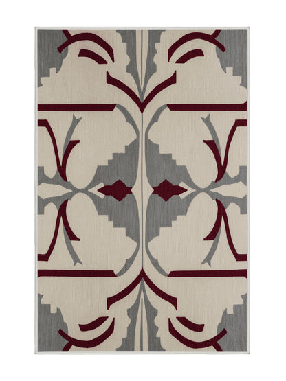 Crimson Geometry Architectural Reverie - Premium Ash White Modern Area Rug | Plush & Washable Options | Rugolution Home Decor