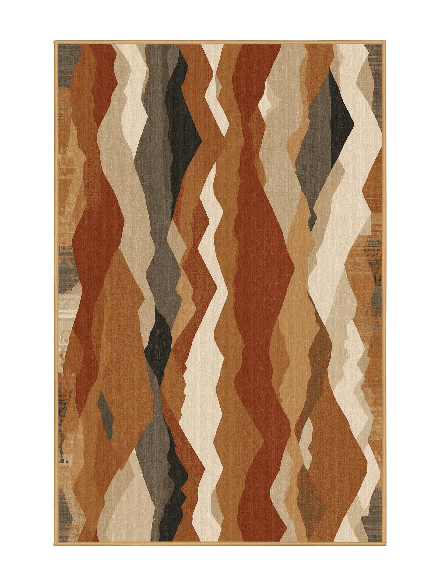 Desert Horizons Mirage Currents - Premium Dark Gold Modern Area Rug | Plush & Washable Options | Rugolution Home Decor