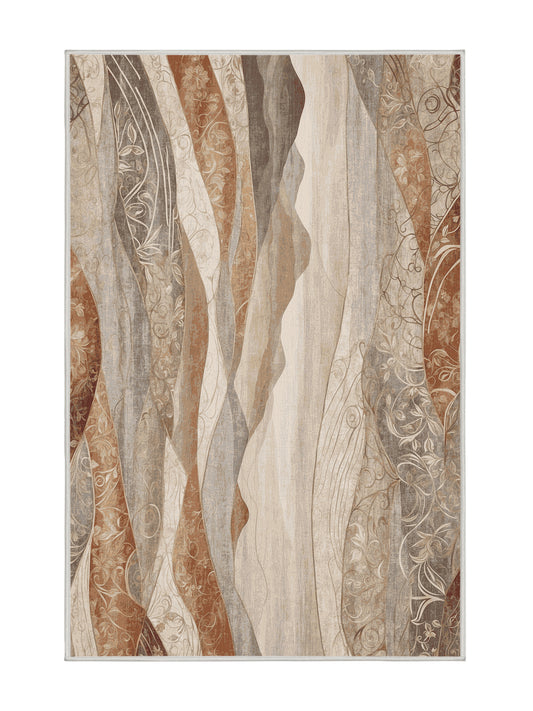 Dunes of Light Erosive Lines - Premium Dark White Modern Area Rug | Plush & Washable Options | Rugolution Home Decor