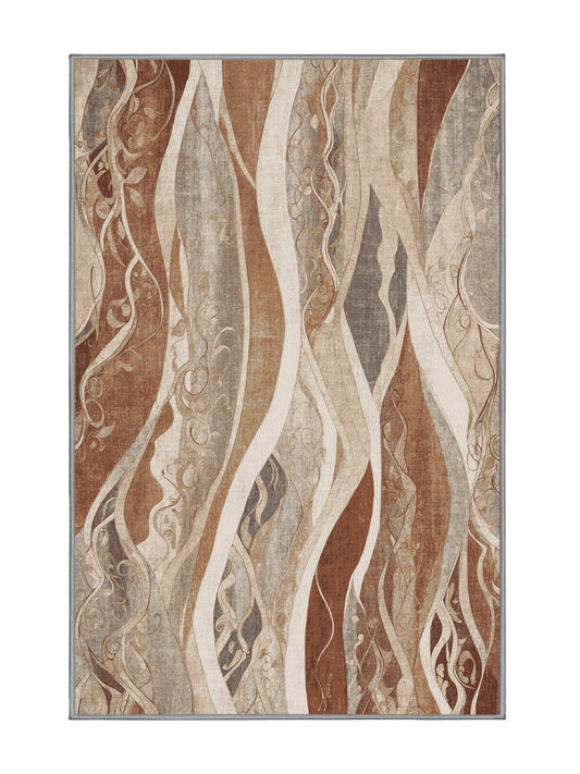 Dunes of Light Shadowed Tides - Premium Sandstone Modern Area Rug | Plush & Washable Options | Rugolution Home Decor