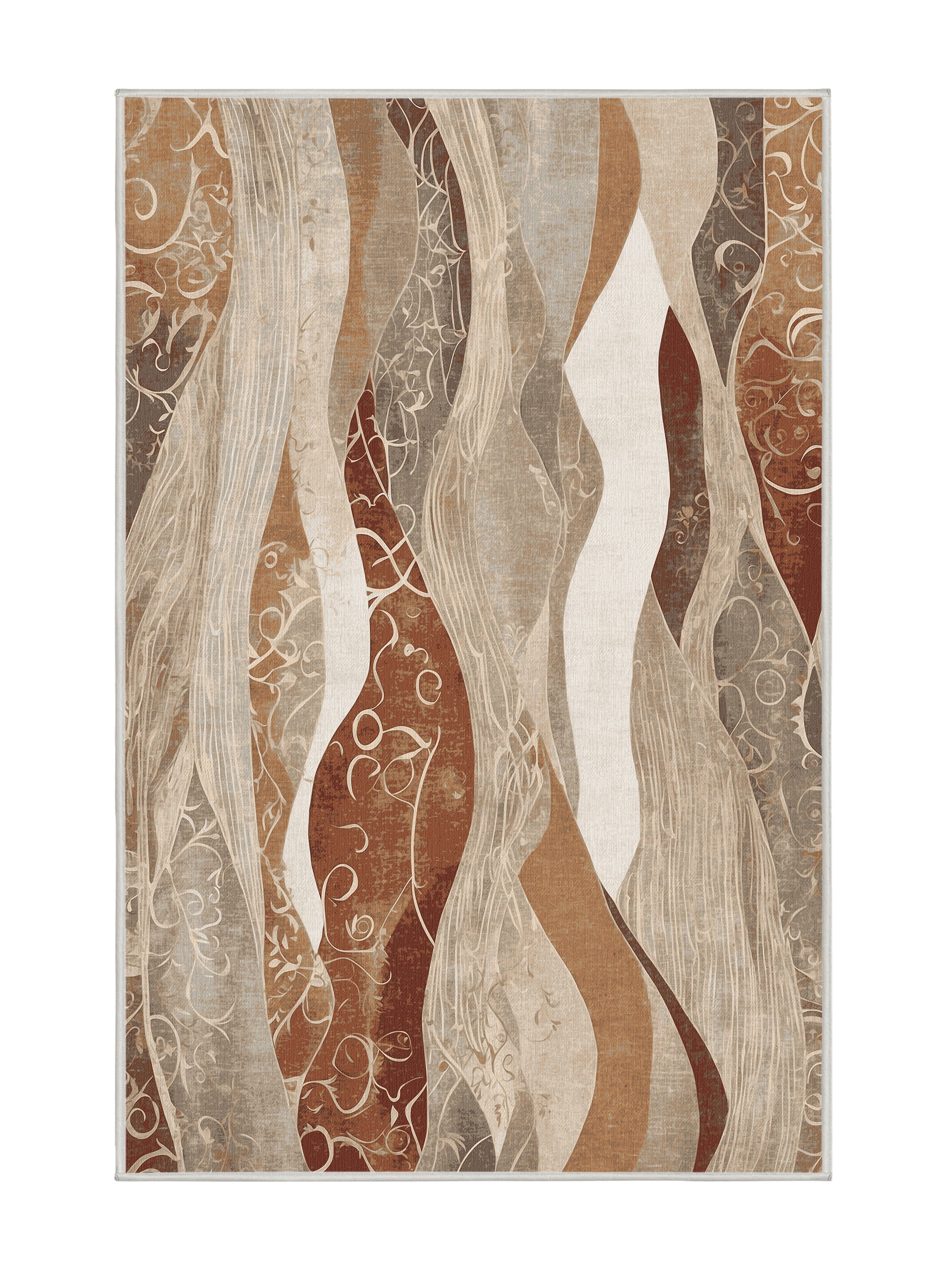 Dunes of Light Soothing Crest - Premium Champagne Modern Area Rug | Plush & Washable Options | Rugolution Home Decor