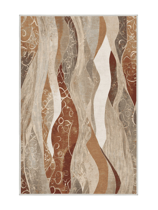 Dunes of Light Soothing Crest - Premium Champagne Modern Area Rug | Plush & Washable Options | Rugolution Home Decor