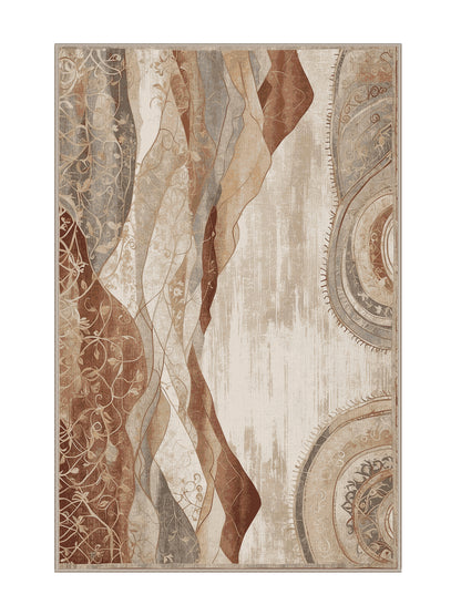 Dunes of Light Arid Bloom - Premium Tan (W3C) Modern Area Rug | Plush & Washable Options | Rugolution Home Decor